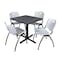 Cain Cain Square Table & Chair Set, Wood, Metal, Plastic Top, Grey TB3030GY47GY - alternate 1